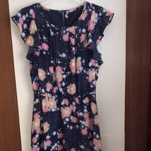 Elle print floral dress with elastic waist